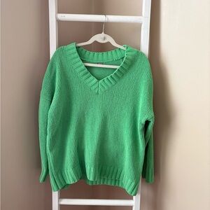 Aerie Bright Green V-Neck Sweater